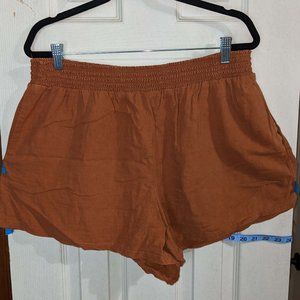 Linen Blend Burnt Orange Forever21+ Shorts